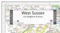 County Map of West Sussex Including Brighton - 2026