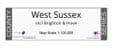 County Map of West Sussex Including Brighton - White Background