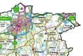 County Map of West Sussex Including Brighton - White Background