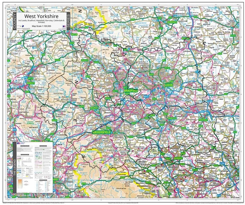 County Map of West Yorkshire - 2024