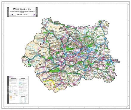County Map of West Yorkshire - White Background