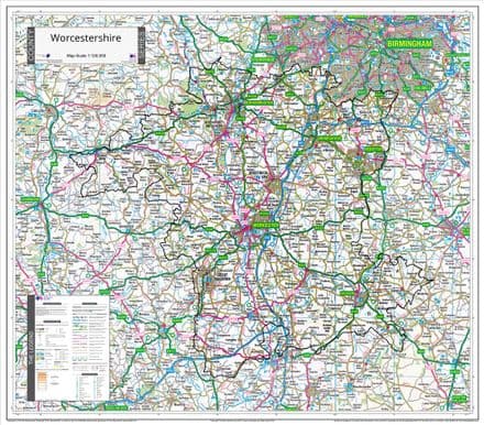 County Map of Worcestershire - 2024