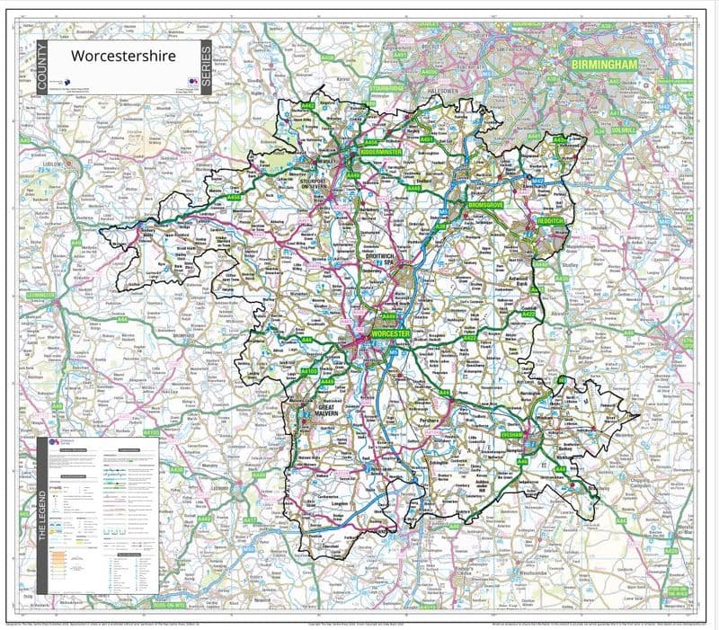 County Map of Worcestershire - 2026