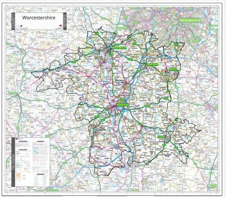 County Map of Worcestershire - 2026
