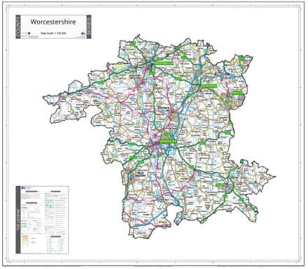 County Map of Worcestershire - White Background