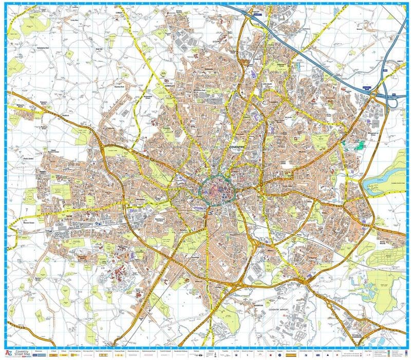 Coventry A - Z Wall Map
