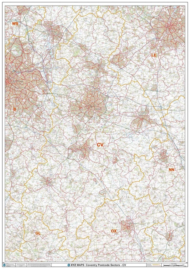 Coventry - CV - Postcode Sector Wall Map
