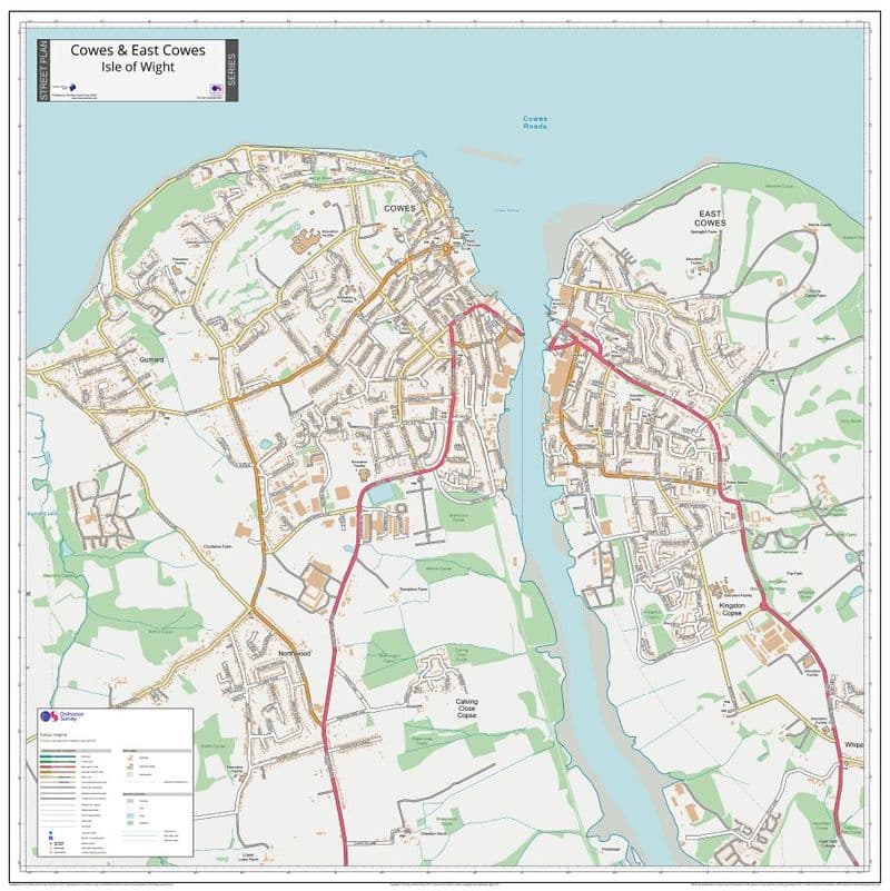 Cowes & East Cowes IOW Street Map