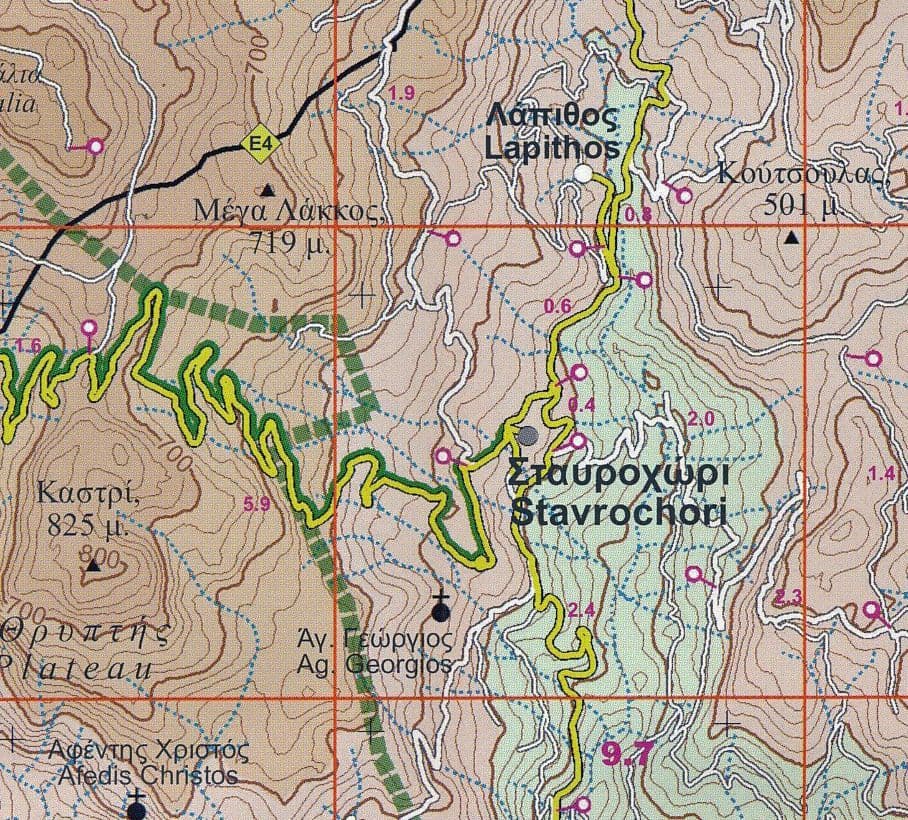Crete - Mt Thriptis - Mt Orno - Sitia - Zakros - Vai - Hiking Map Road ...