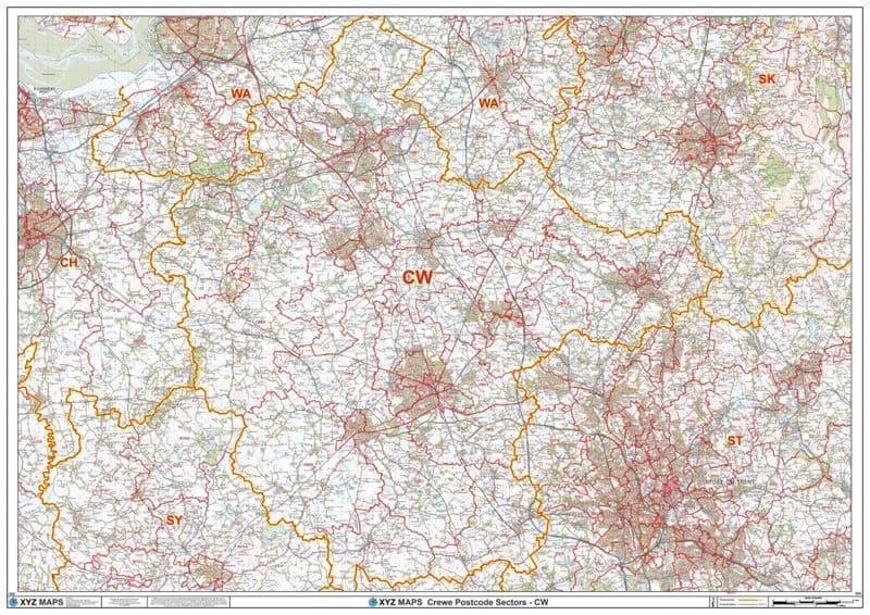 Crewe - CW - Postcode Sector Wall Map
