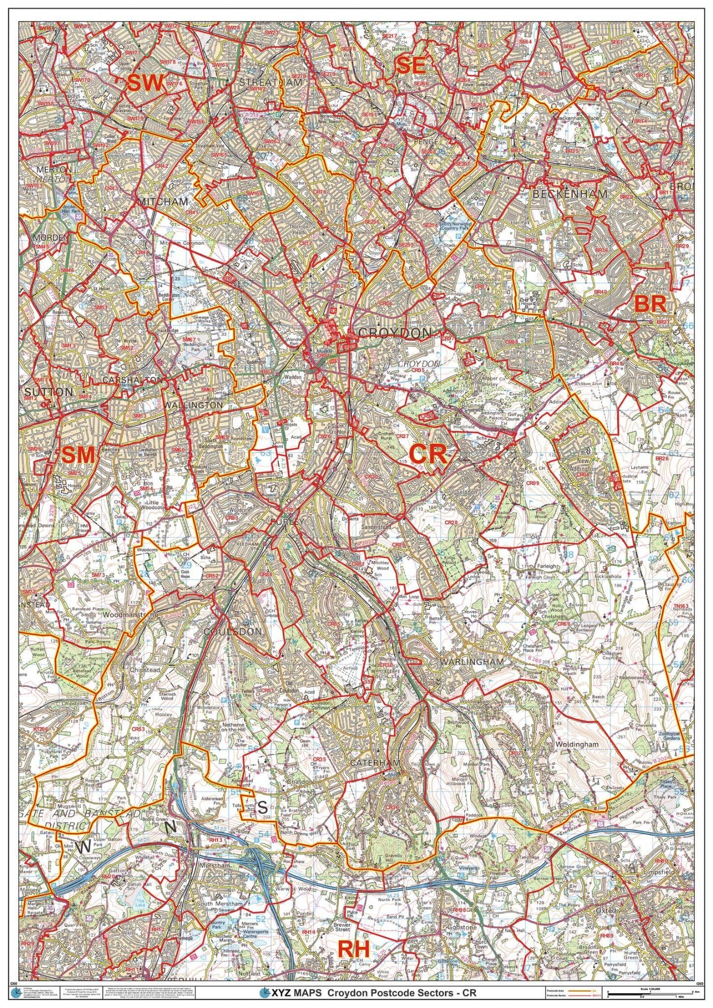 Croydon - CR - Postcode Sector Wall Map