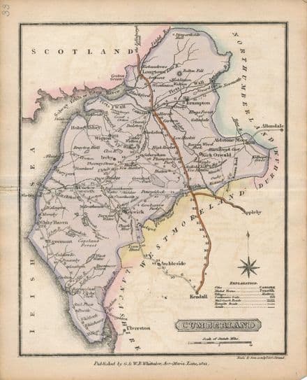 Cumberland - G & WB Whittaker 1822 - Original Map