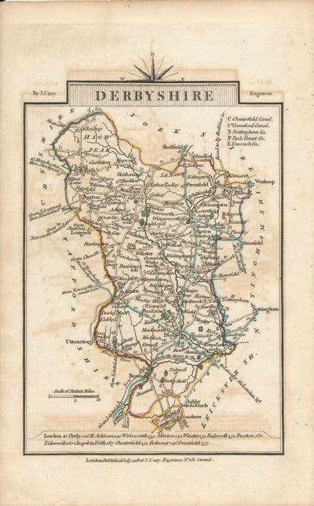 Derbyshire 1806 - John Cary - Original Map