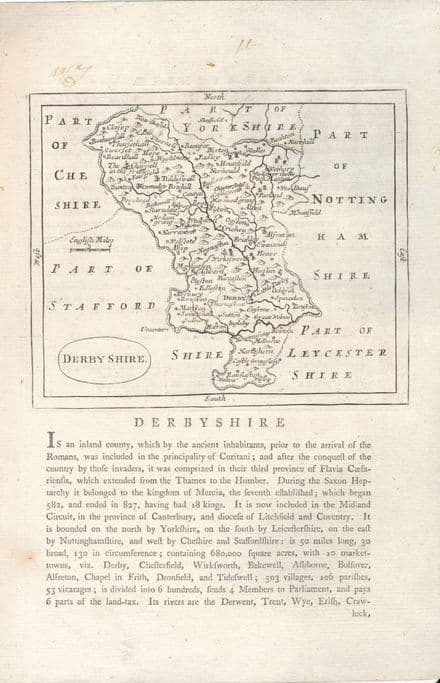 Derbyshire (A) - Seller & Grose 1787 - Original Map