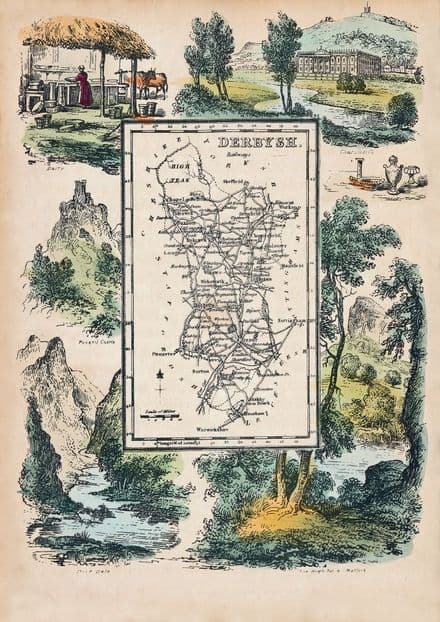 Derbyshire - by 'Reuben Ramble' - Reproduction County Map