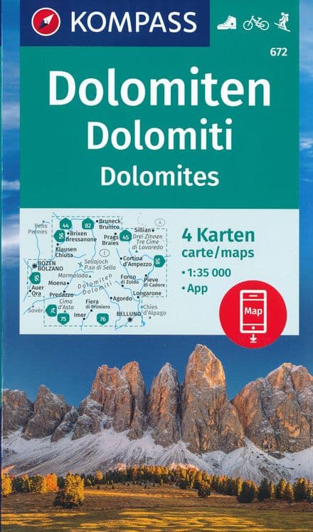 Dolomites - 4 Map Set - Kompass 672 - 1:35,000
