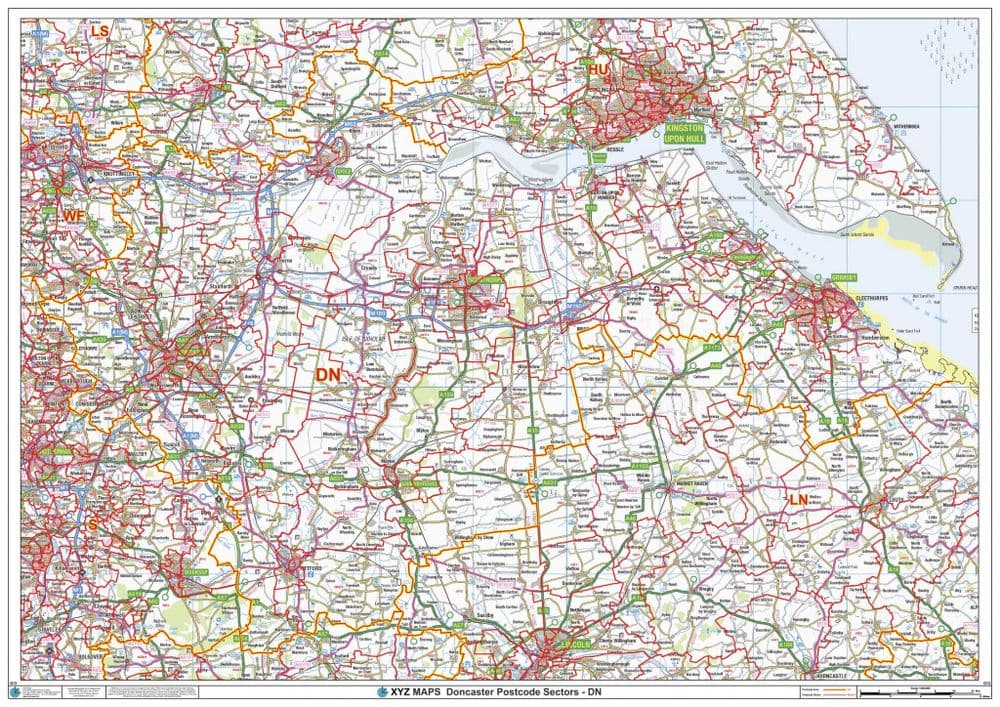 Dn Postcode Coverage Doncaster - DN - Postcode Sector Wall Map