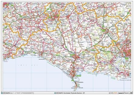 Dorchester - DT - Postcode Sector Wall Map