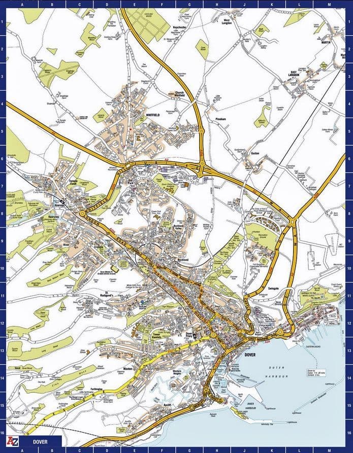 Dover City Centre A-Z Street Wall Map