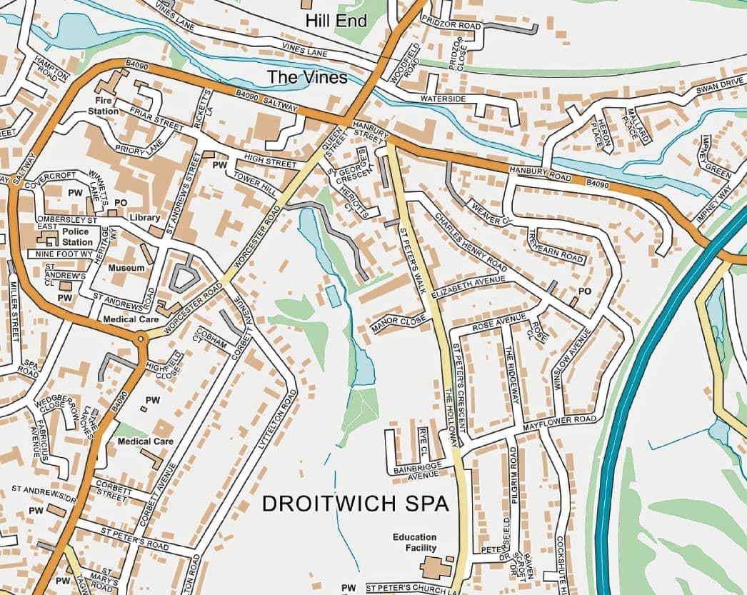 Droitwich Spa Street Map