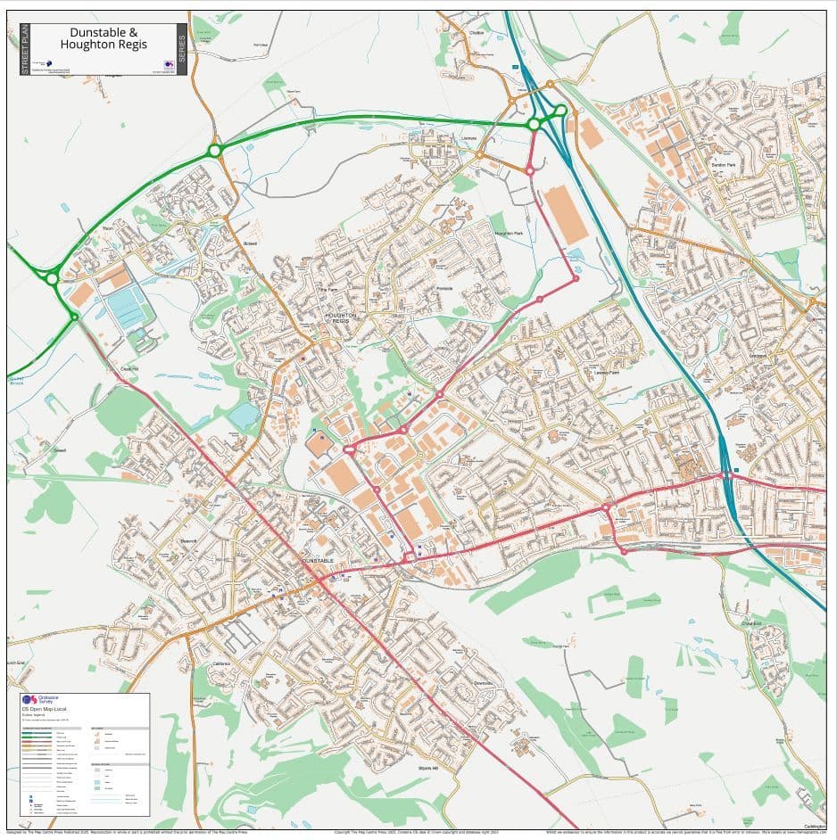 Dunstable Postcode Dunstable Street Map - 2025