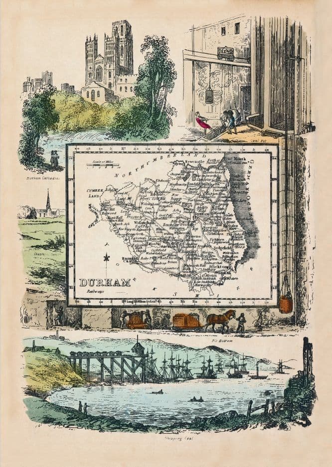 Durham - by 'Reuben Ramble' - Reproduction County Map
