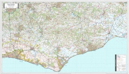 East Sussex - Extra Large County Wall Map - 170 x 98cm