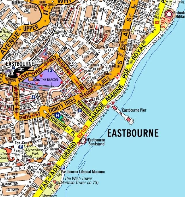 Eastbourne City Centre AZ Street Wall Map