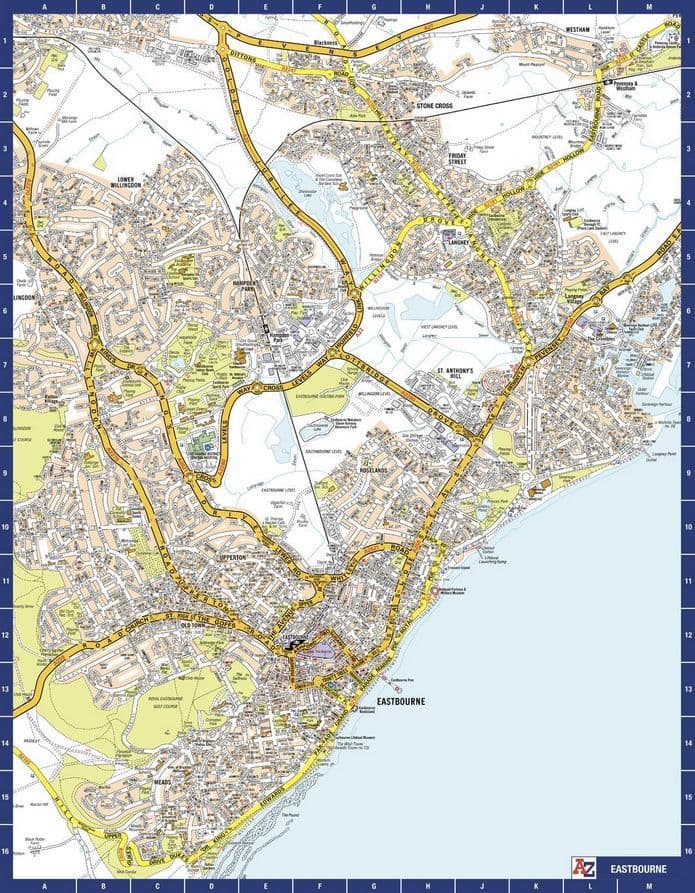 Eastbourne City Centre A-Z Street Wall Map
