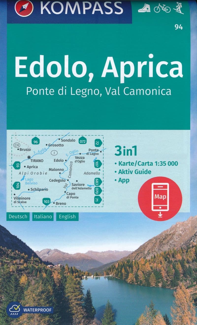 Edolo - Aprica - Ponte di Legno - Val Camonica Kompass 94 - 1:50,000