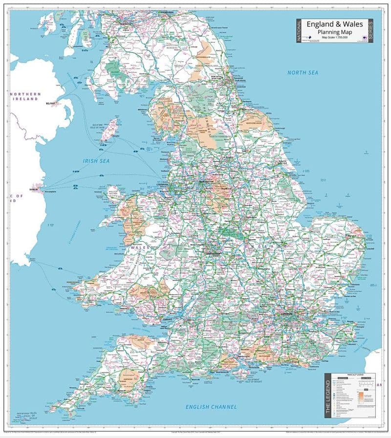 England & Wales - Planning Wall Map - 2024 - 92 x 102cm