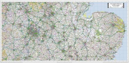 English Midlands & East Anglia - Special Road Map