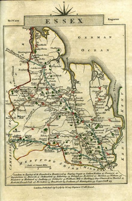 Essex County Map by John Cary 1790 - Reproduction