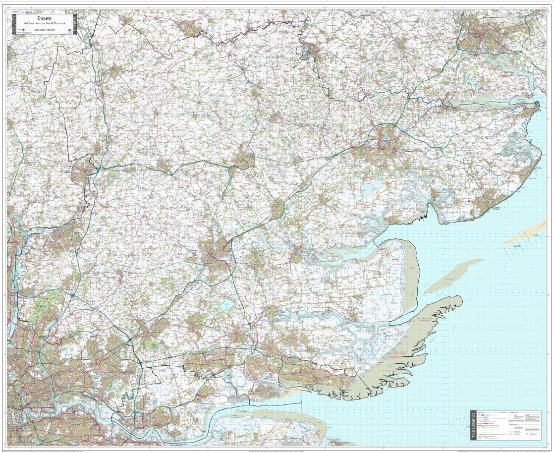 Essex - Extra Large County Wall Map - 172 x 140cm
