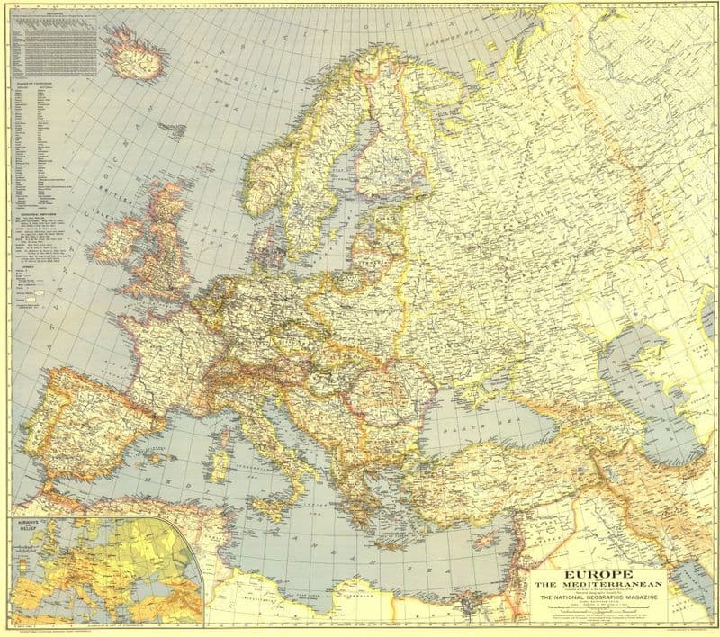 Europe and the Mediterranean - Published 1938 by National Geographic