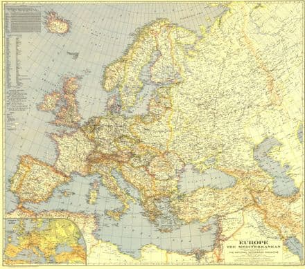 Europe and the Mediterranean - Published 1938 by National Geographic