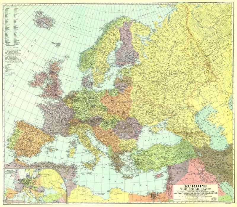 Europe, and the Near East - Published 1929 by National Geographic