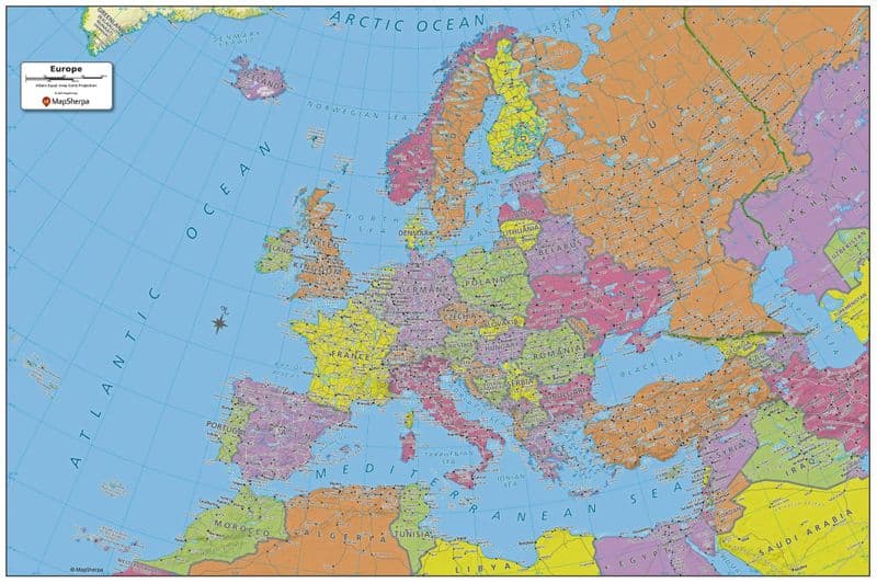 Europe Wall Map - Compact - Map Sherpa