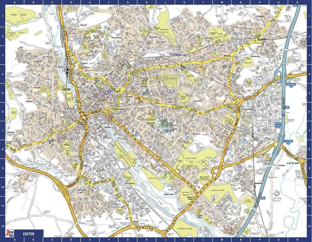9239 Exeter Exeter City Centre A-Z Street Wall Map