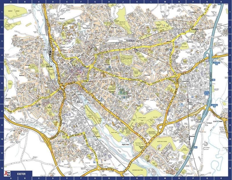 Exeter City Centre A-Z Street Wall Map