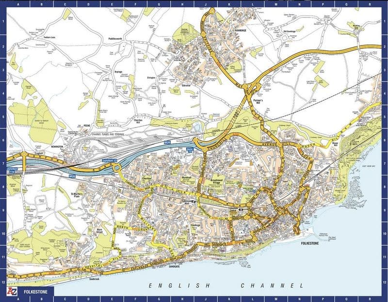 Folkestone City Centre A-Z Street Wall Map