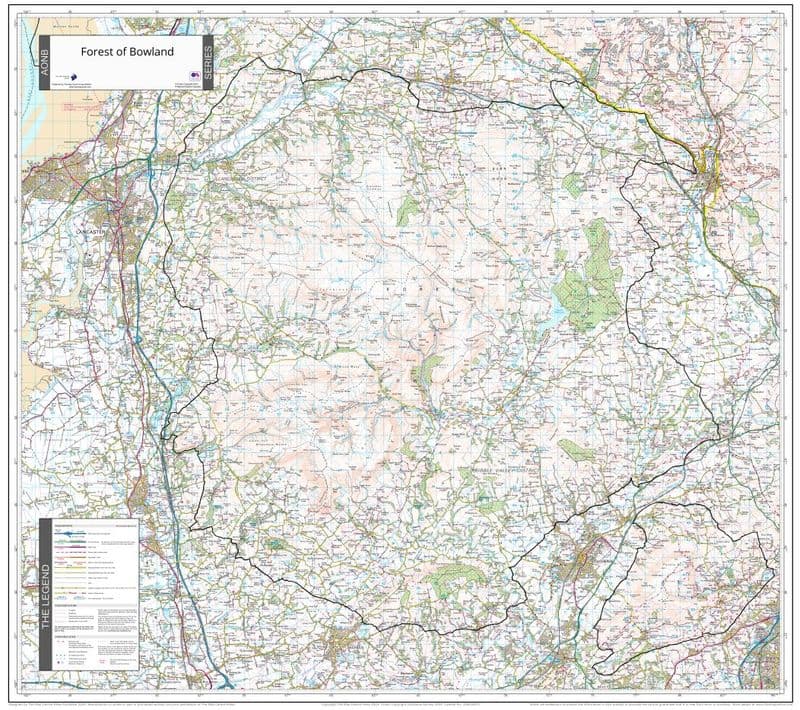 Forest of Bowland - AONB Wall Map - 2024
