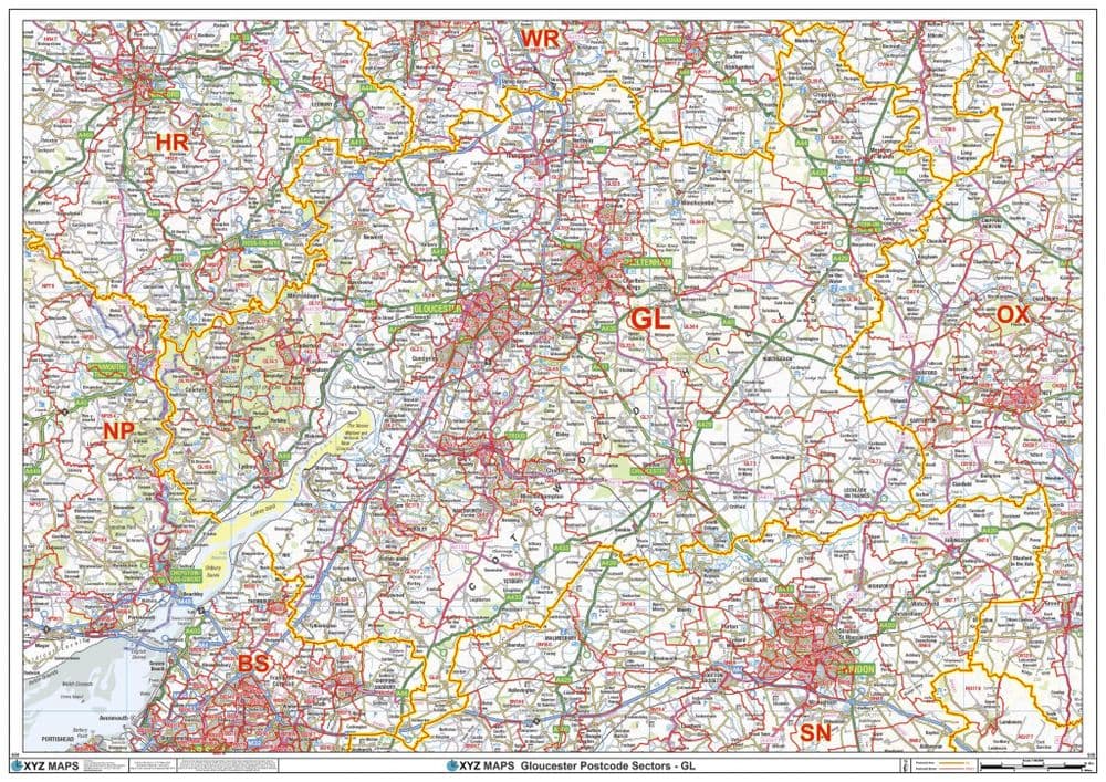 Gl 5 Postcode Map Gloucester - GL - Postcode Sector Wall Map