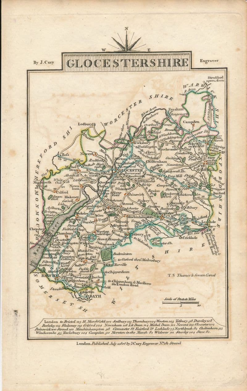 Gloucestershire 1806 - John Cary - Original Map