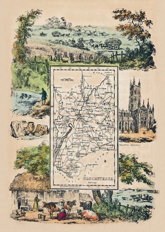 Gloucestershire - by Reuben Ramble - Reproduction County Map