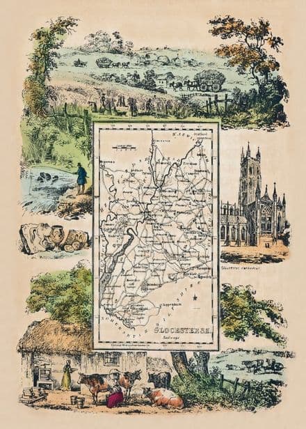 Gloucestershire - by 'Reuben Ramble' - Reproduction County Map