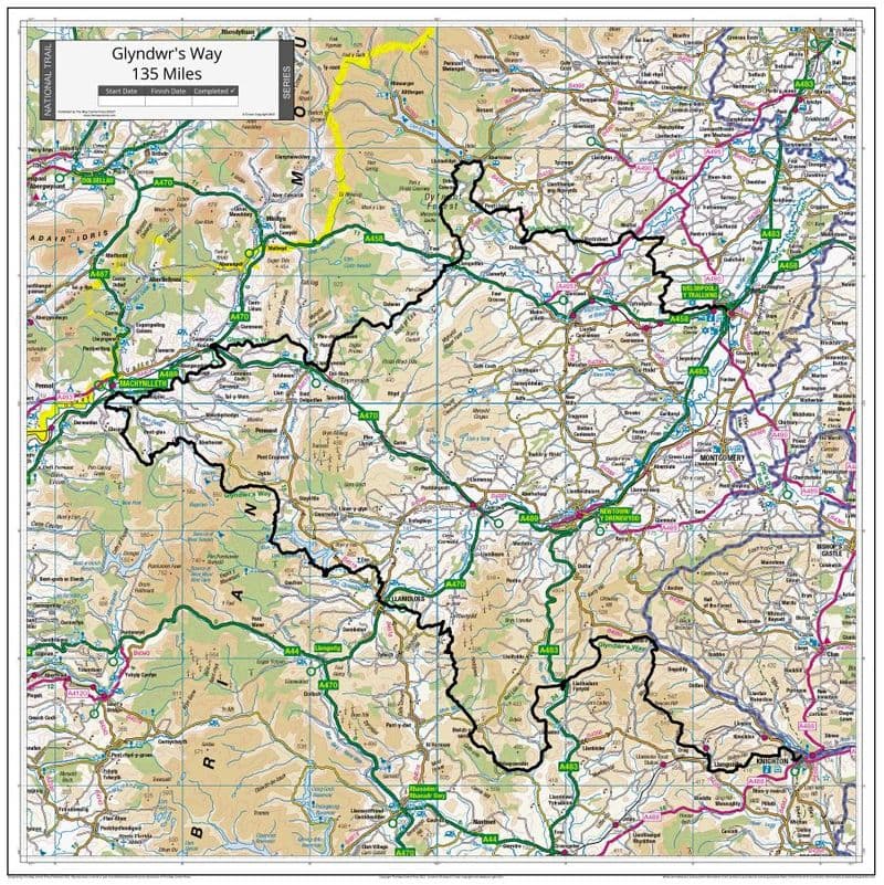 Glyndwr's Way - Wall Map