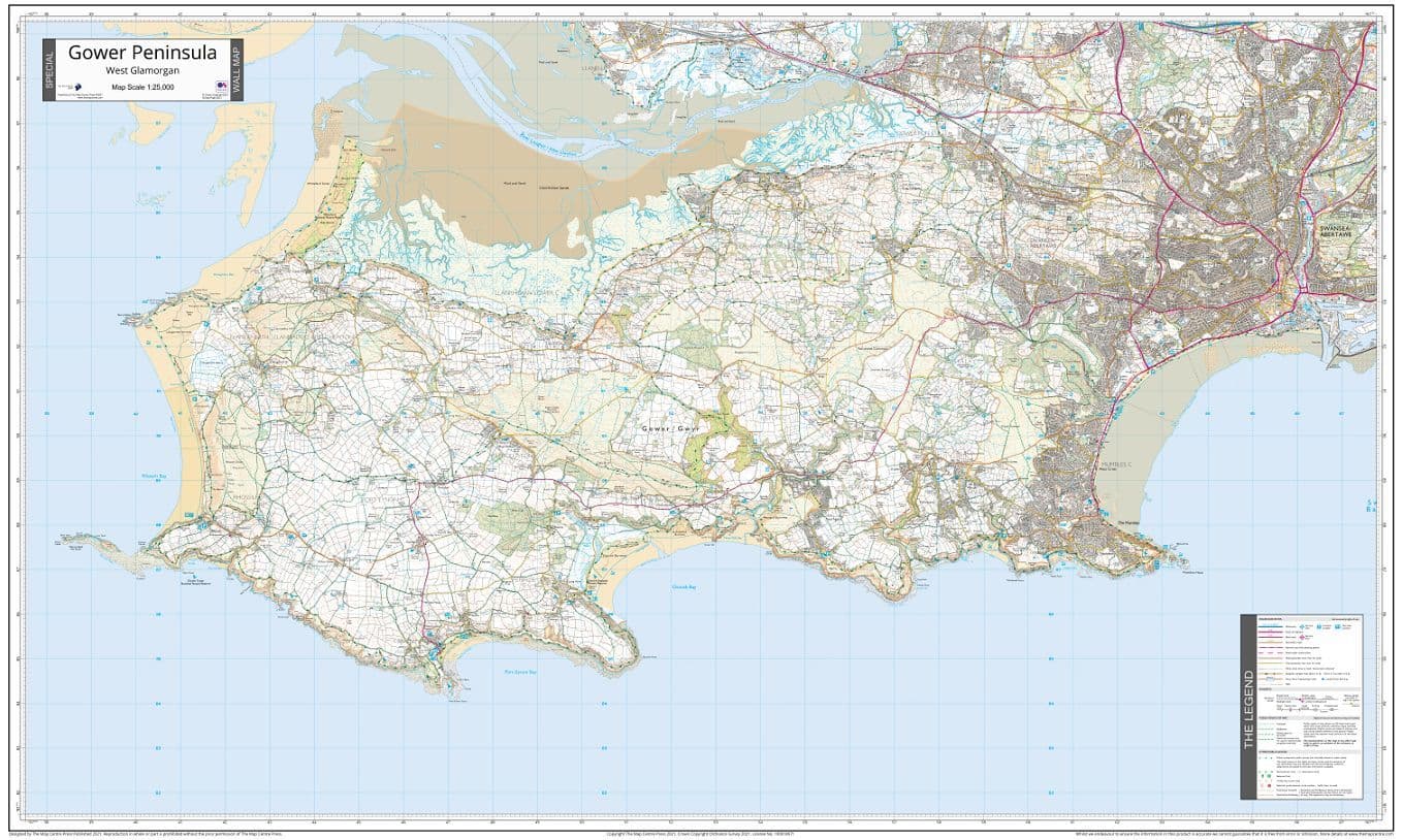Gower Peninsula Ordnance Survey 1 25 000 Wall Map The Map Centre gower-peninsula-ordnance-survey-1-25-000-wall-map-the-map-centre