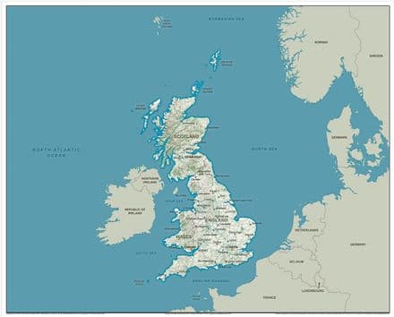 Great Britain Full - Basic Plus Wall Map - 2024 (82 x 66cm)