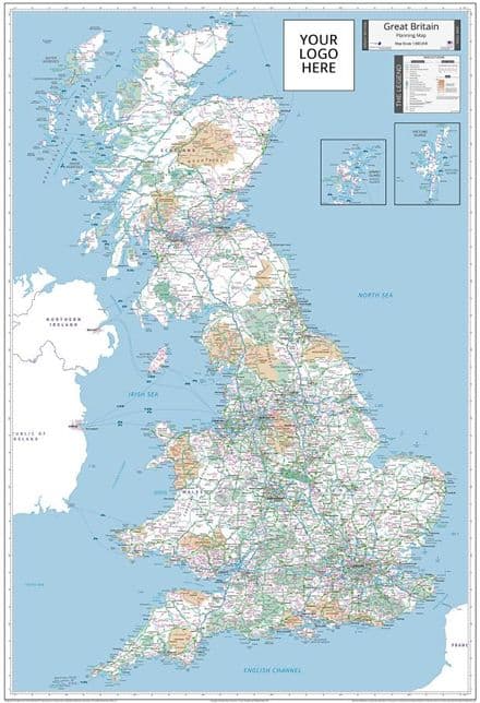 Great Britain - Planning Wall Map - With Your Company Logo - 88 x 129cm